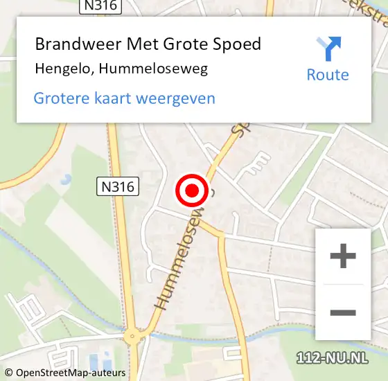 Locatie op kaart van de 112 melding: Brandweer Met Grote Spoed Naar Hengelo, Hummeloseweg op 12 april 2022 11:47