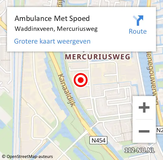 Locatie op kaart van de 112 melding: Ambulance Met Spoed Naar Waddinxveen, Mercuriusweg op 12 april 2022 11:49
