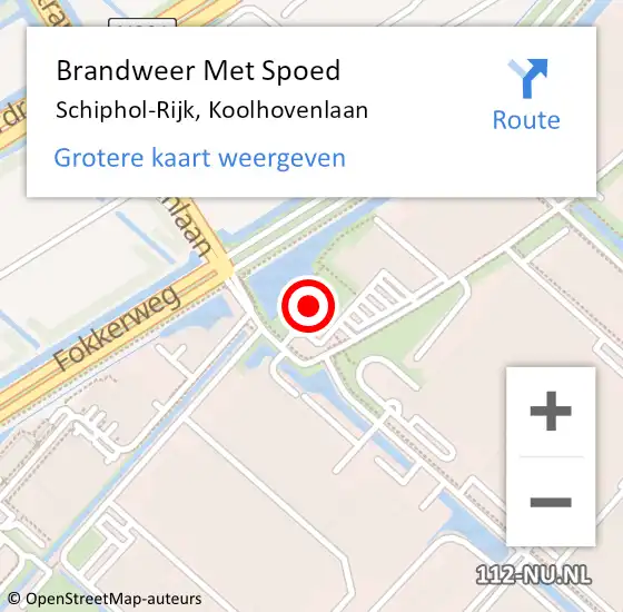 Locatie op kaart van de 112 melding: Brandweer Met Spoed Naar Schiphol-Rijk, Koolhovenlaan op 12 april 2022 11:51
