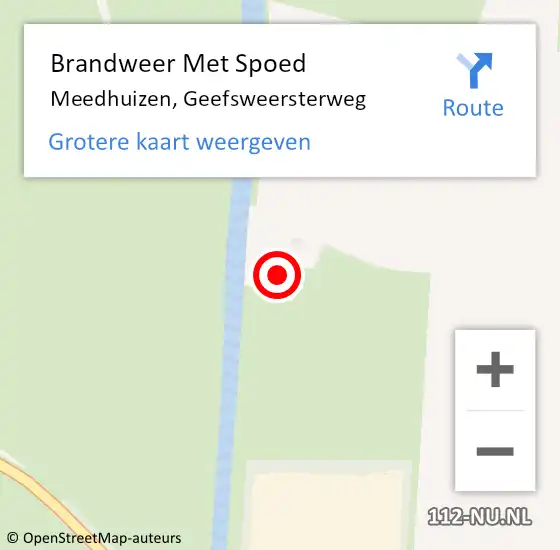 Locatie op kaart van de 112 melding: Brandweer Met Spoed Naar Meedhuizen, Geefsweersterweg op 14 juli 2014 09:14