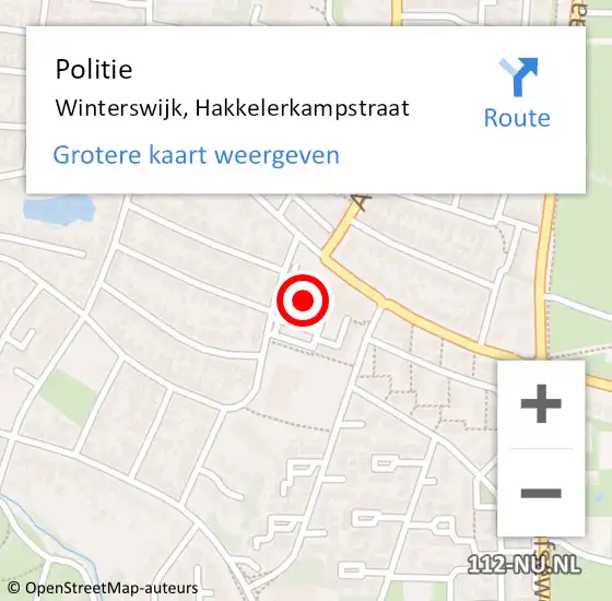 Locatie op kaart van de 112 melding: Politie Winterswijk, Hakkelerkampstraat op 12 april 2022 12:16