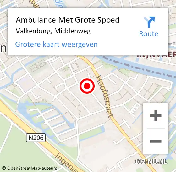 Locatie op kaart van de 112 melding: Ambulance Met Grote Spoed Naar Valkenburg, Middenweg op 12 april 2022 12:19