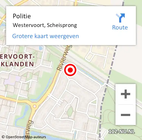 Locatie op kaart van de 112 melding: Politie Westervoort, Scheisprong op 12 april 2022 12:20