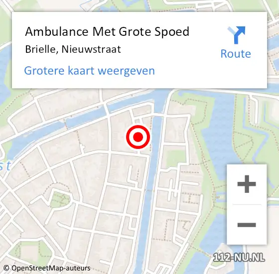 Locatie op kaart van de 112 melding: Ambulance Met Grote Spoed Naar Brielle, Nieuwstraat op 12 april 2022 12:25