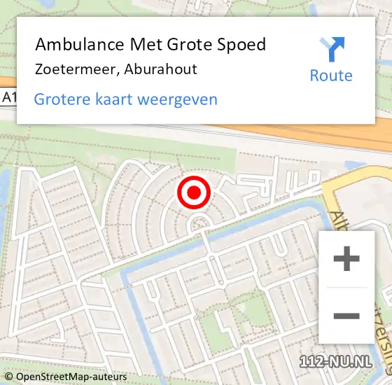 Locatie op kaart van de 112 melding: Ambulance Met Grote Spoed Naar Zoetermeer, Aburahout op 12 april 2022 12:34