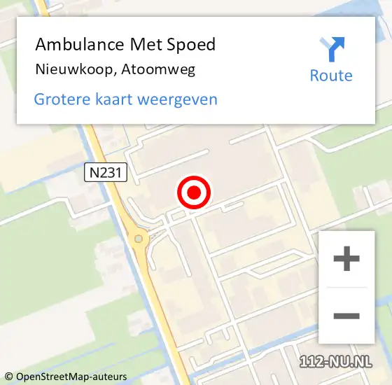 Locatie op kaart van de 112 melding: Ambulance Met Spoed Naar Nieuwkoop, Atoomweg op 12 april 2022 12:35