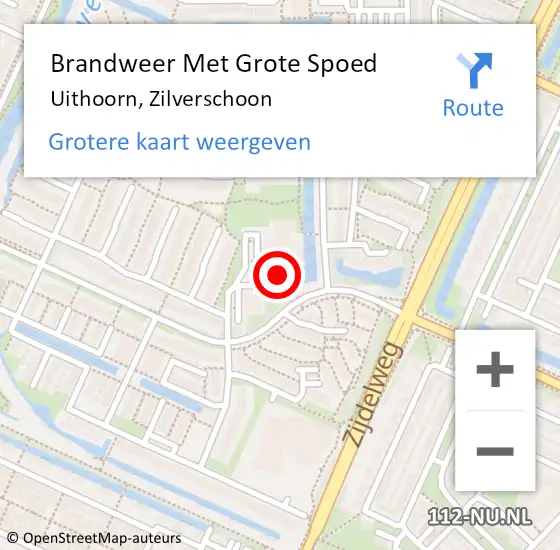 Locatie op kaart van de 112 melding: Brandweer Met Grote Spoed Naar Uithoorn, Zilverschoon op 12 april 2022 12:37