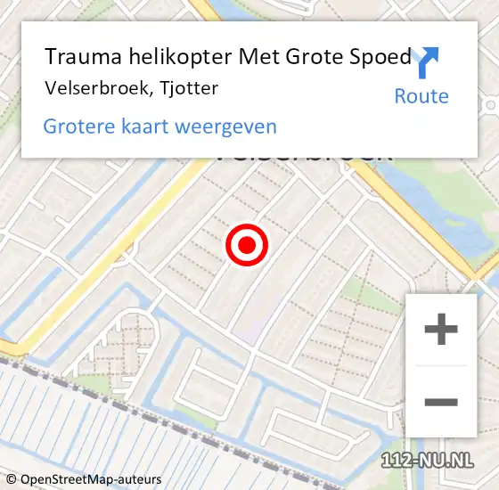 Locatie op kaart van de 112 melding: Trauma helikopter Met Grote Spoed Naar Velserbroek, Tjotter op 12 april 2022 12:38