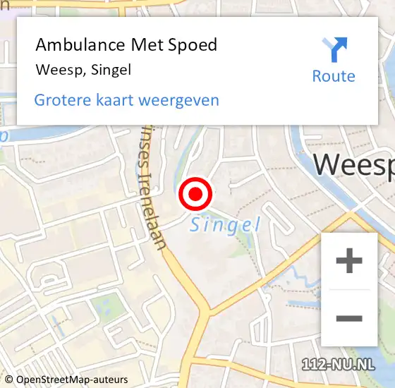 Locatie op kaart van de 112 melding: Ambulance Met Spoed Naar Weesp, Singel op 12 april 2022 12:52