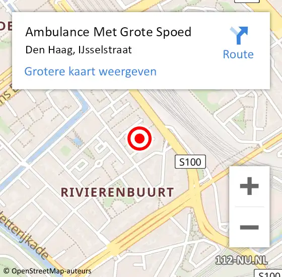 Locatie op kaart van de 112 melding: Ambulance Met Grote Spoed Naar Den Haag, IJsselstraat op 12 april 2022 12:54