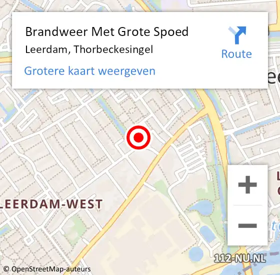 Locatie op kaart van de 112 melding: Brandweer Met Grote Spoed Naar Leerdam, Thorbeckesingel op 12 april 2022 12:57