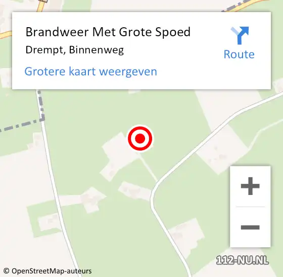 Locatie op kaart van de 112 melding: Brandweer Met Grote Spoed Naar Drempt, Binnenweg op 12 april 2022 13:13