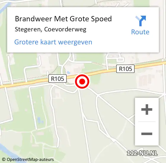 Locatie op kaart van de 112 melding: Brandweer Met Grote Spoed Naar Stegeren, Coevorderweg op 14 juli 2014 09:21