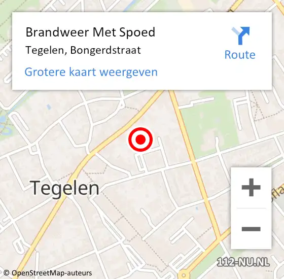 Locatie op kaart van de 112 melding: Brandweer Met Spoed Naar Tegelen, Bongerdstraat op 12 april 2022 13:23