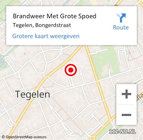 Locatie op kaart van de 112 melding: Brandweer Met Grote Spoed Naar Tegelen, Bongerdstraat op 12 april 2022 13:26