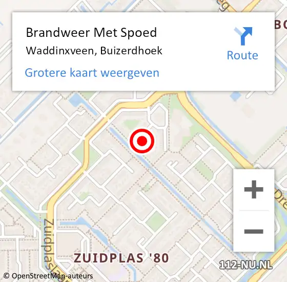 Locatie op kaart van de 112 melding: Brandweer Met Spoed Naar Waddinxveen, Buizerdhoek op 12 april 2022 13:37