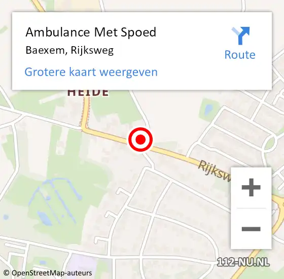 Locatie op kaart van de 112 melding: Ambulance Met Spoed Naar Baexem, Rijksweg op 12 april 2022 13:57