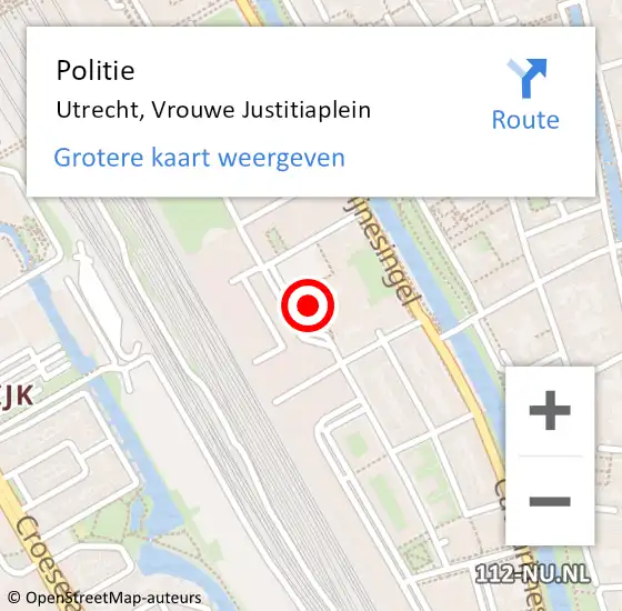 Locatie op kaart van de 112 melding: Politie Utrecht, Vrouwe Justitiaplein op 12 april 2022 14:26