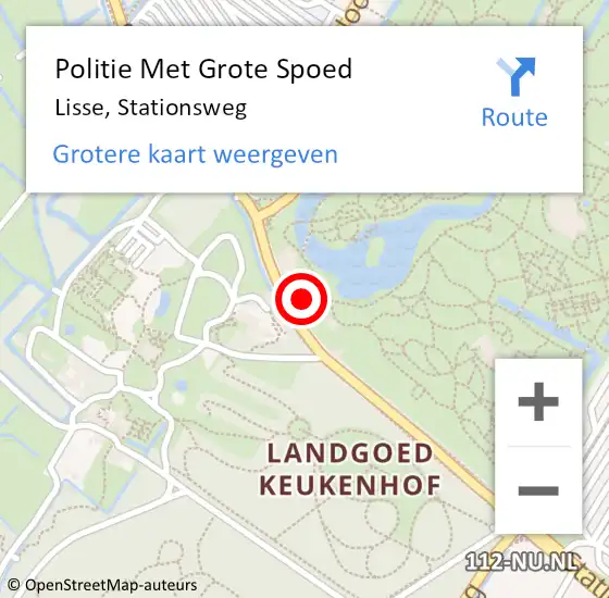 Locatie op kaart van de 112 melding: Politie Met Grote Spoed Naar Lisse, Stationsweg op 12 april 2022 14:28