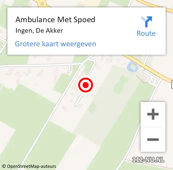 Locatie op kaart van de 112 melding: Ambulance Met Spoed Naar Ingen, De Akker op 12 april 2022 14:33