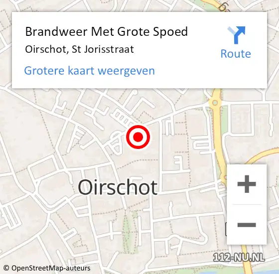 Locatie op kaart van de 112 melding: Brandweer Met Grote Spoed Naar Oirschot, St Jorisstraat op 12 april 2022 14:35