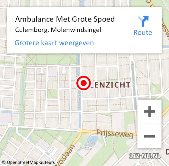 Locatie op kaart van de 112 melding: Ambulance Met Grote Spoed Naar Culemborg, Molenwindsingel op 12 april 2022 14:45