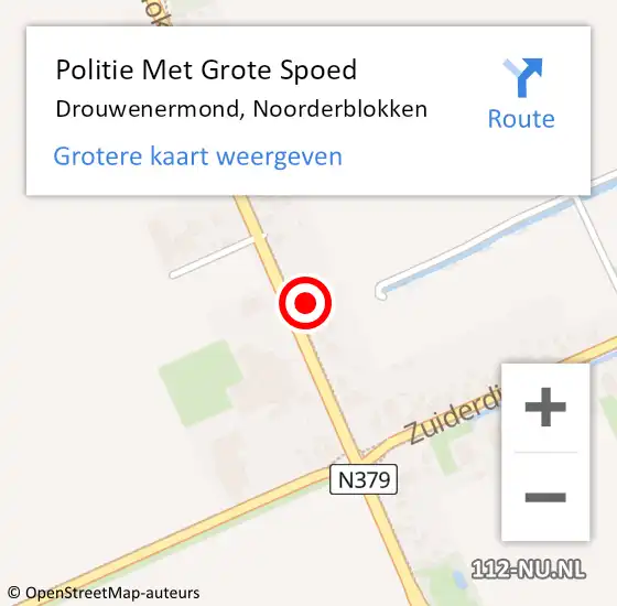Locatie op kaart van de 112 melding: Politie Met Grote Spoed Naar Drouwenermond, Noorderblokken op 12 april 2022 14:46