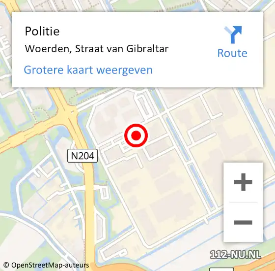 Locatie op kaart van de 112 melding: Politie Woerden, Straat van Gibraltar op 12 april 2022 14:55