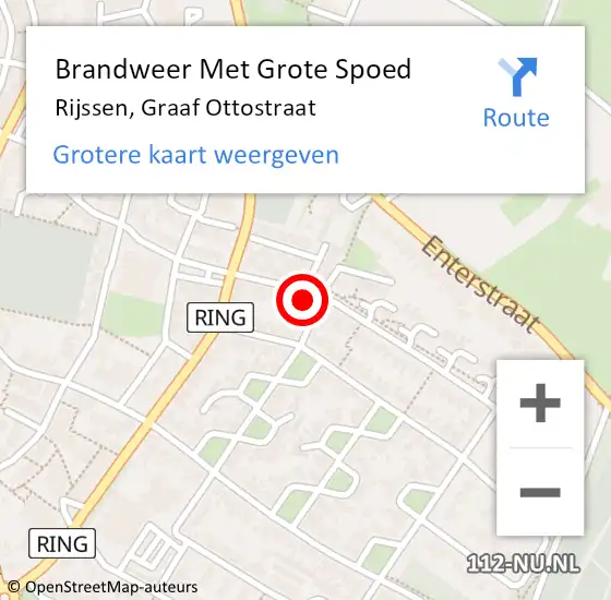 Locatie op kaart van de 112 melding: Brandweer Met Grote Spoed Naar Rijssen, Graaf Ottostraat op 12 april 2022 15:02