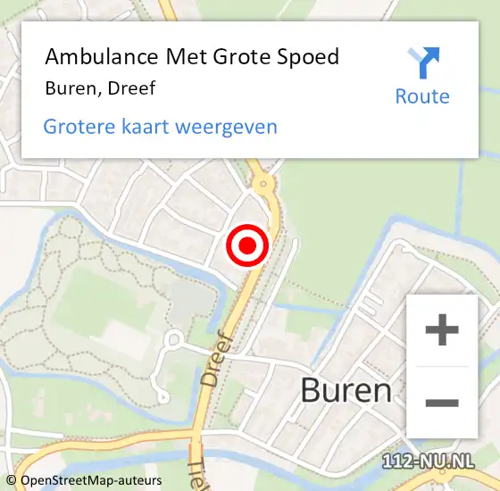 Locatie op kaart van de 112 melding: Ambulance Met Grote Spoed Naar Buren, Dreef op 12 april 2022 15:03