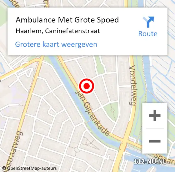 Locatie op kaart van de 112 melding: Ambulance Met Grote Spoed Naar Haarlem, Caninefatenstraat op 12 april 2022 15:07