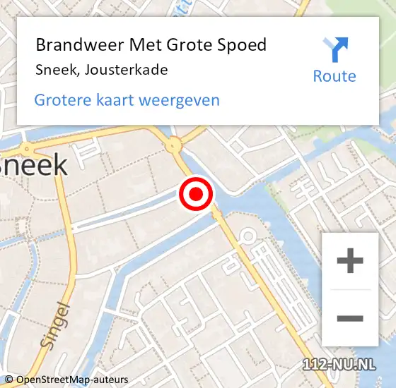 Locatie op kaart van de 112 melding: Brandweer Met Grote Spoed Naar Sneek, Jousterkade op 12 april 2022 15:24