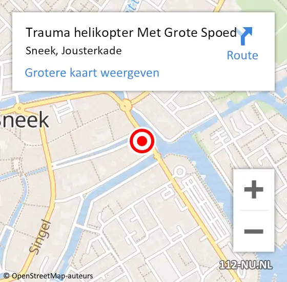 Locatie op kaart van de 112 melding: Trauma helikopter Met Grote Spoed Naar Sneek, Jousterkade op 12 april 2022 15:25