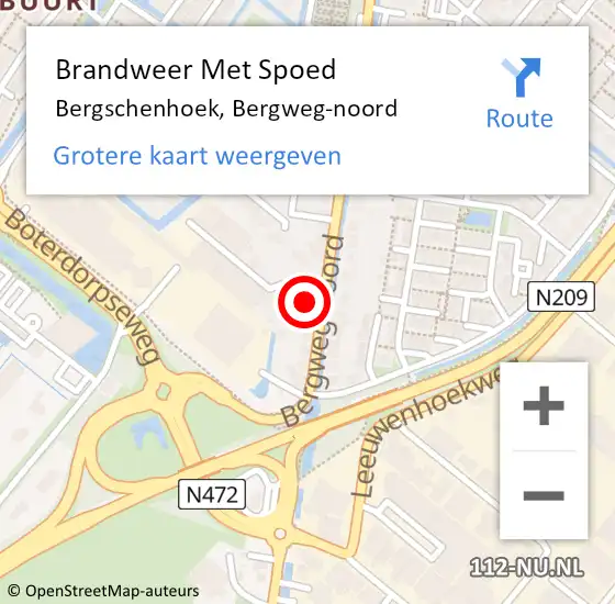 Locatie op kaart van de 112 melding: Brandweer Met Spoed Naar Bergschenhoek, Bergweg-noord op 12 april 2022 15:48