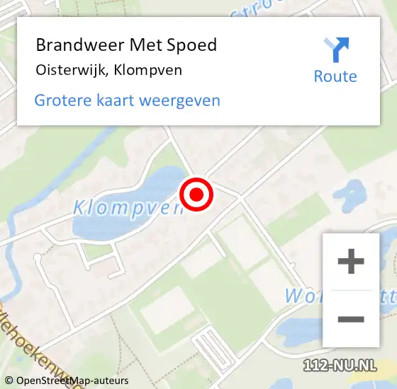 Locatie op kaart van de 112 melding: Brandweer Met Spoed Naar Oisterwijk, Klompven op 12 april 2022 15:56
