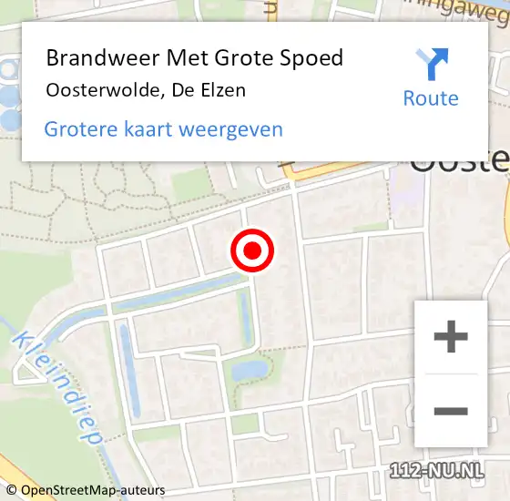 Locatie op kaart van de 112 melding: Brandweer Met Grote Spoed Naar Oosterwolde, De Elzen op 12 april 2022 16:01