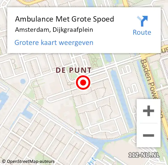 Locatie op kaart van de 112 melding: Ambulance Met Grote Spoed Naar Amsterdam, Dijkgraafplein op 12 april 2022 16:01