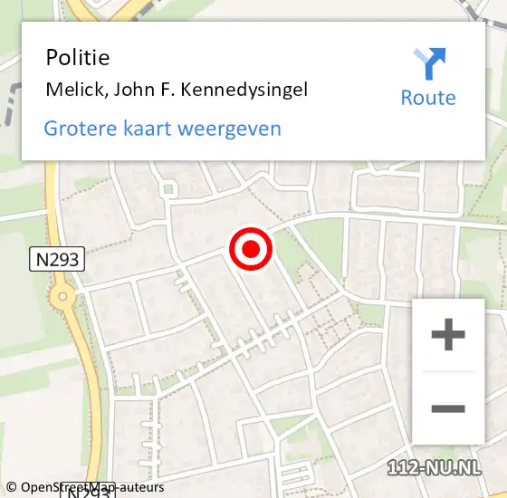 Locatie op kaart van de 112 melding: Politie Melick, John F. Kennedysingel op 12 april 2022 16:35