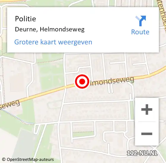 Locatie op kaart van de 112 melding: Politie Deurne, Helmondseweg op 12 april 2022 16:40