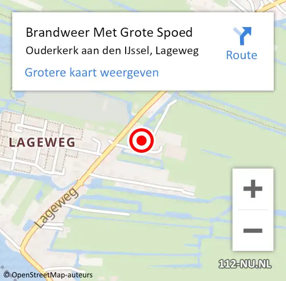 Locatie op kaart van de 112 melding: Brandweer Met Grote Spoed Naar Ouderkerk aan den IJssel, Lageweg op 12 april 2022 16:41