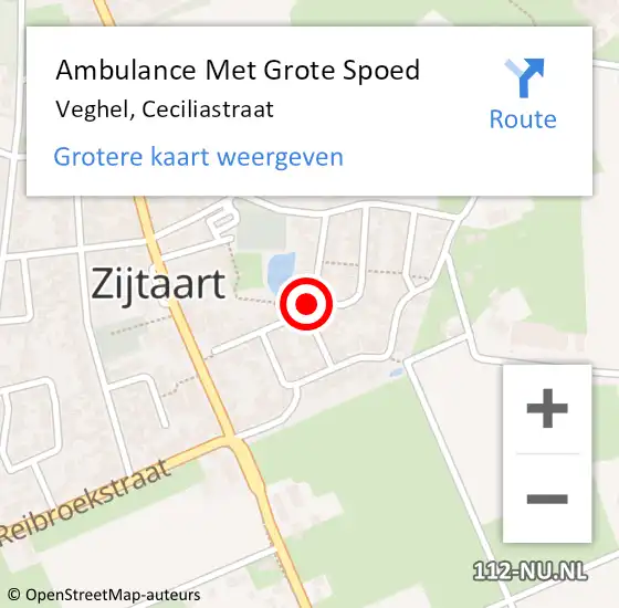 Locatie op kaart van de 112 melding: Ambulance Met Grote Spoed Naar Veghel, Ceciliastraat op 8 oktober 2013 09:57