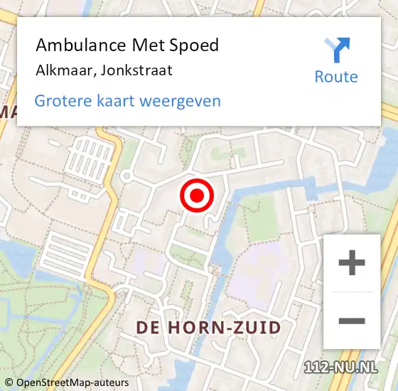 Locatie op kaart van de 112 melding: Ambulance Met Spoed Naar Alkmaar, Jonkstraat op 12 april 2022 17:07