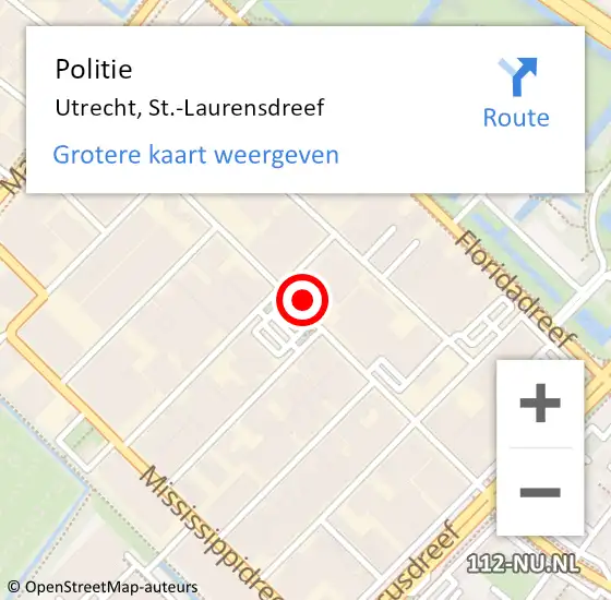 Locatie op kaart van de 112 melding: Politie Utrecht, St.-Laurensdreef op 12 april 2022 17:17