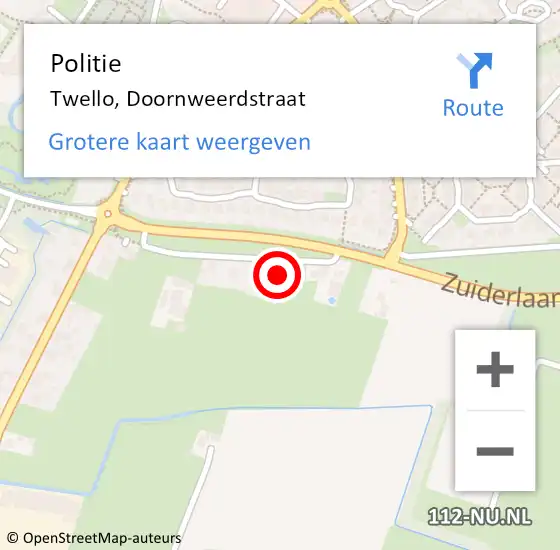 Locatie op kaart van de 112 melding: Politie Twello, Doornweerdstraat op 12 april 2022 17:19