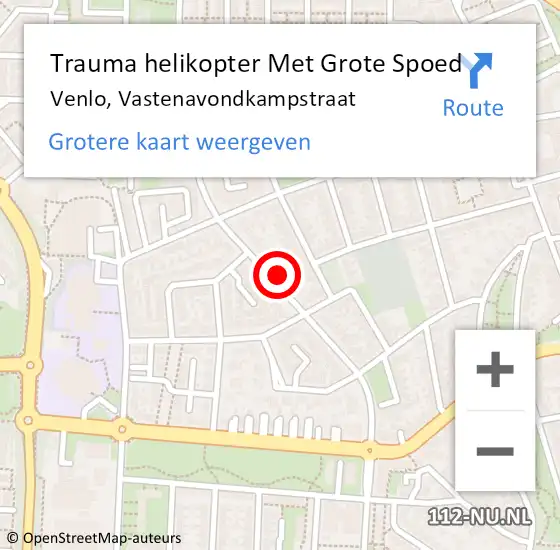 Locatie op kaart van de 112 melding: Trauma helikopter Met Grote Spoed Naar Venlo, Vastenavondkampstraat op 12 april 2022 17:20