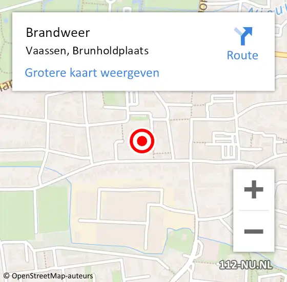 Locatie op kaart van de 112 melding: Brandweer Vaassen, Brunholdplaats op 12 april 2022 17:36