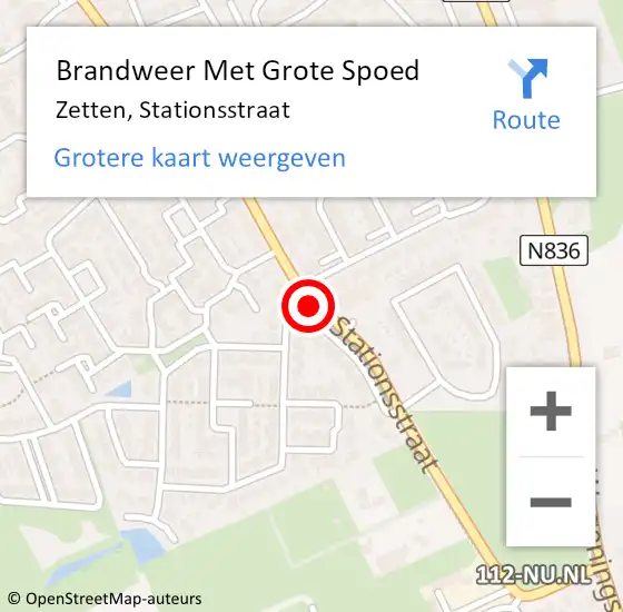 Locatie op kaart van de 112 melding: Brandweer Met Grote Spoed Naar Zetten, Stationsstraat op 12 april 2022 17:43
