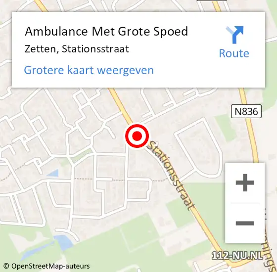Locatie op kaart van de 112 melding: Ambulance Met Grote Spoed Naar Zetten, Stationsstraat op 12 april 2022 17:43