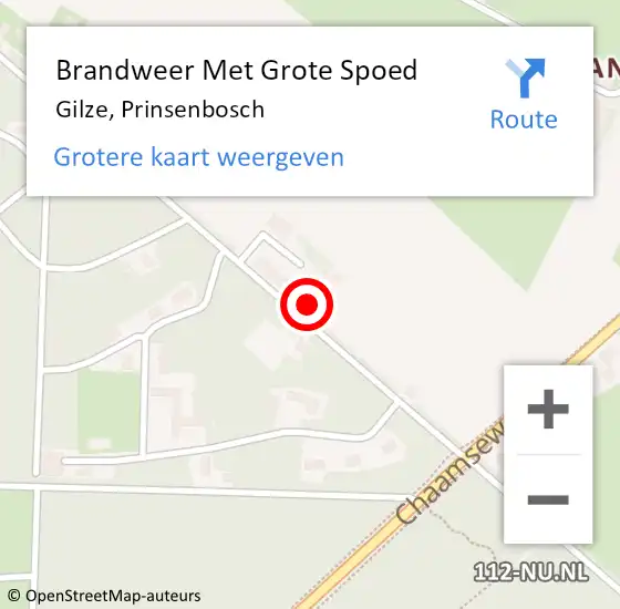 Locatie op kaart van de 112 melding: Brandweer Met Grote Spoed Naar Gilze, Prinsenbosch op 12 april 2022 17:52