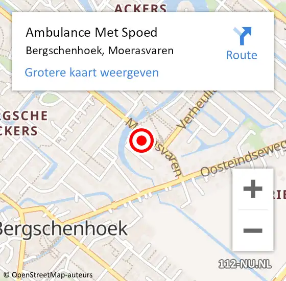 Locatie op kaart van de 112 melding: Ambulance Met Spoed Naar Bergschenhoek, Moerasvaren op 12 april 2022 17:55